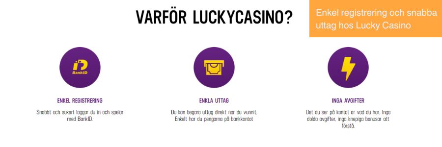 enkel registrering och snabba uttag hos lucky casino