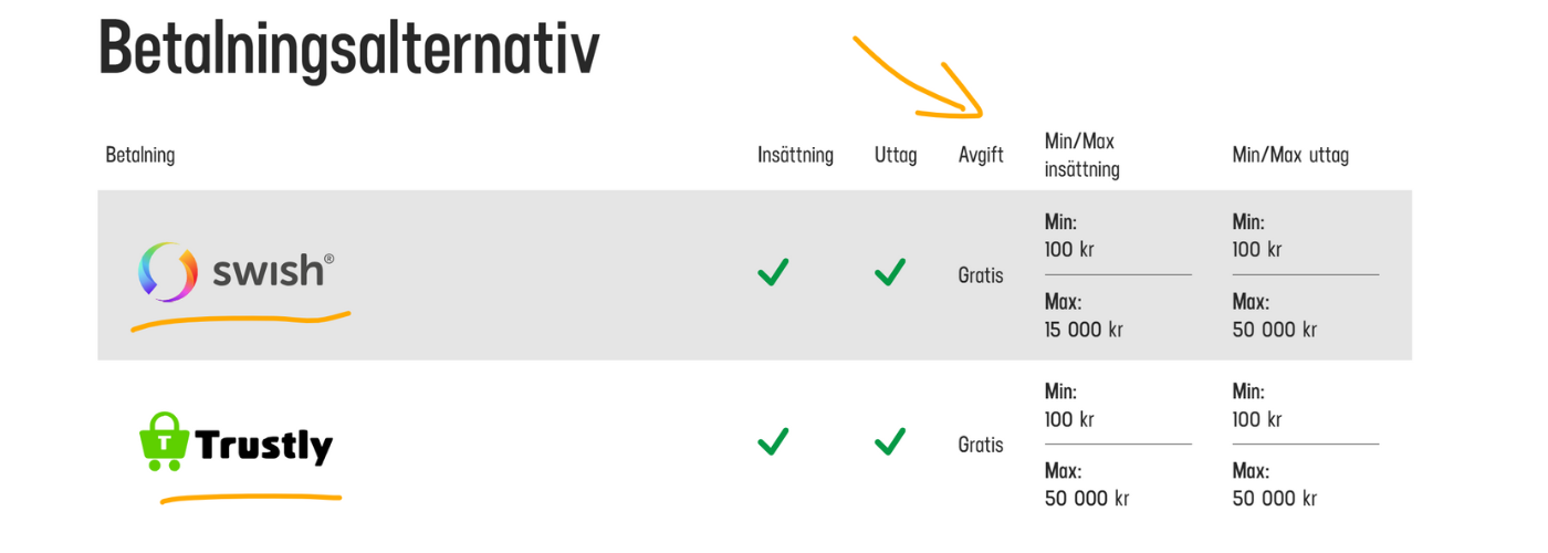 Betalningsalternativ på Lucky Casino