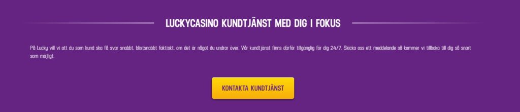 Kundtjänst hos Lucky casino