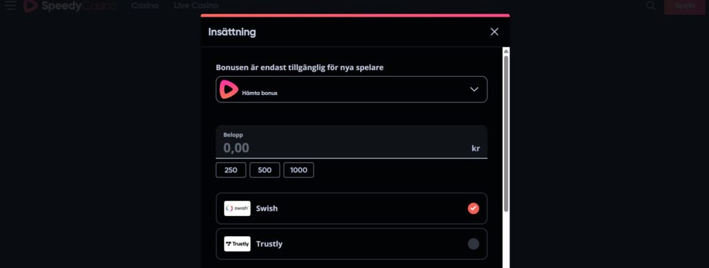 skapa konto hos speedy casino